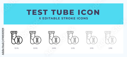 Test tube icon set with different stroke. Vector illustration with editable stroke.