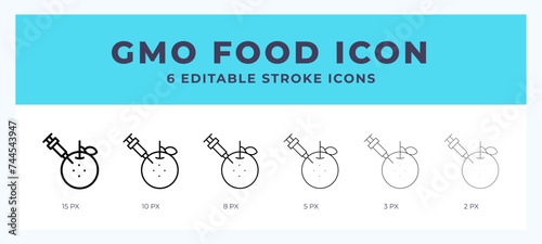 Gmo food icon symbol. Outline. Lineal icon with editable stroke.