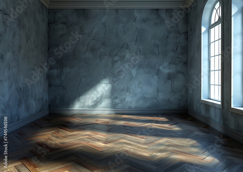 light in an empty room in the style of rounded lightb