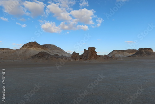 Sunset on the beautiful desert formations in Baharyia Oasis in Egypt