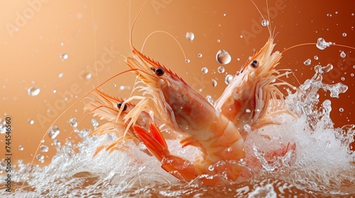 Food poster, a shrimp and water splashing