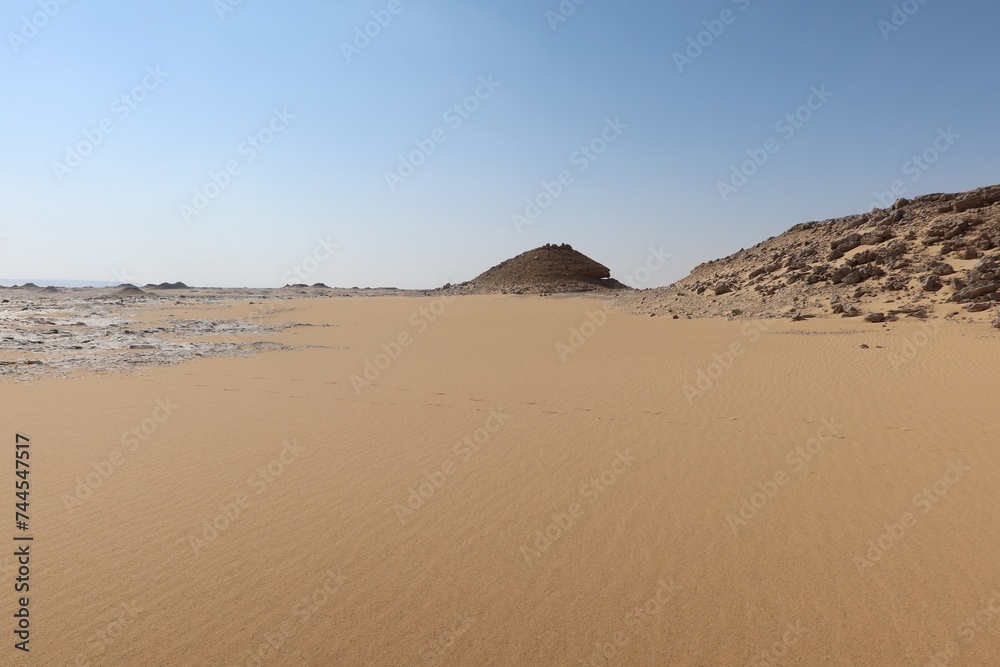 Beautiful formations of rocks and sand of Bahariya Oasis in Egypt