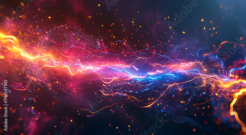 lightning bolt with red blue and yellow lines in the 
