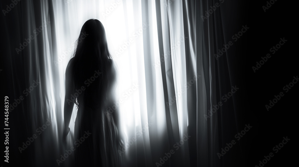 Mysterious Silhouette of a Girl at the Window
