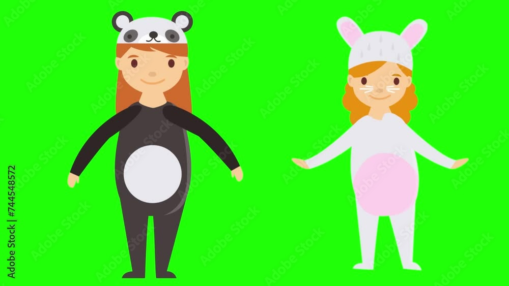 Cute little girl cosplay animal character dancing and happy. 3D animated kid showing dance moves. Cute little girl cosplay animal character dancing and happy. 3D animated kid showing dance moves.