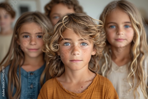 Group of Young Children Standing Together