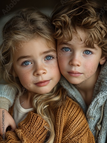 Two Young Children Posing for a Picture