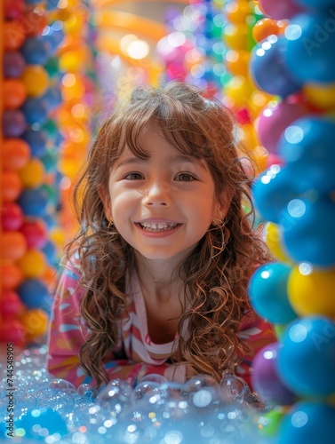 Little Girl Surrounded by Balloons