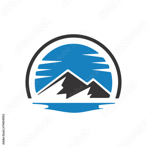 Mountain and lake icon vector logo design template.