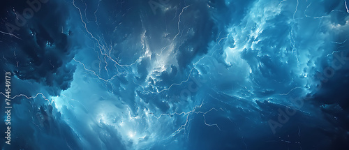 lightning in a blue space in the style of realistic h