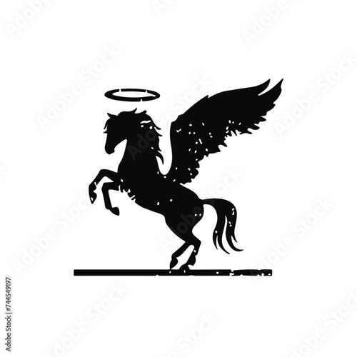 Wing Pegasus horse vector logo design template.