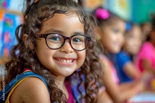 Little Girl Wearing Glasses Smiling for the Camera