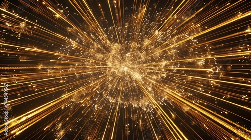 Golden Light Explosion in Abstract Pattern Resembling Festive Fireworks Display