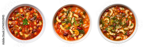 Set of minestrone Soup isolated on a transparent background. photo