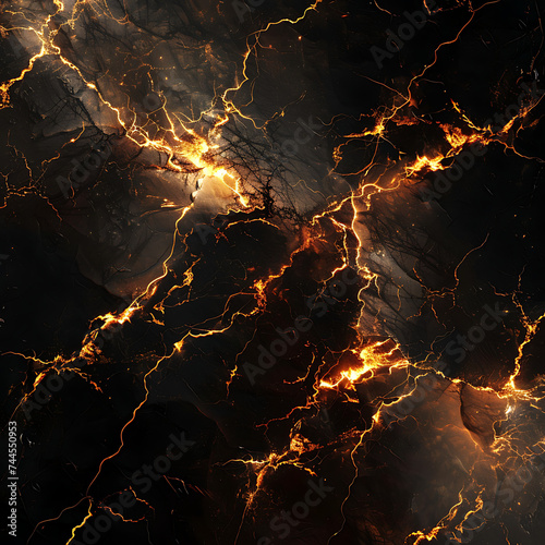 lightning striking a black background in the style of