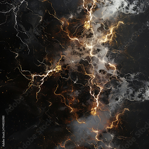 lightning striking a black background in the style of