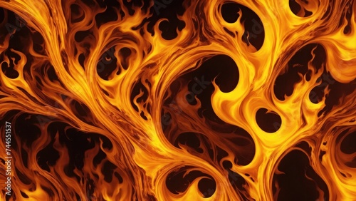 Abstract Yellow patterns burn in fiery flames