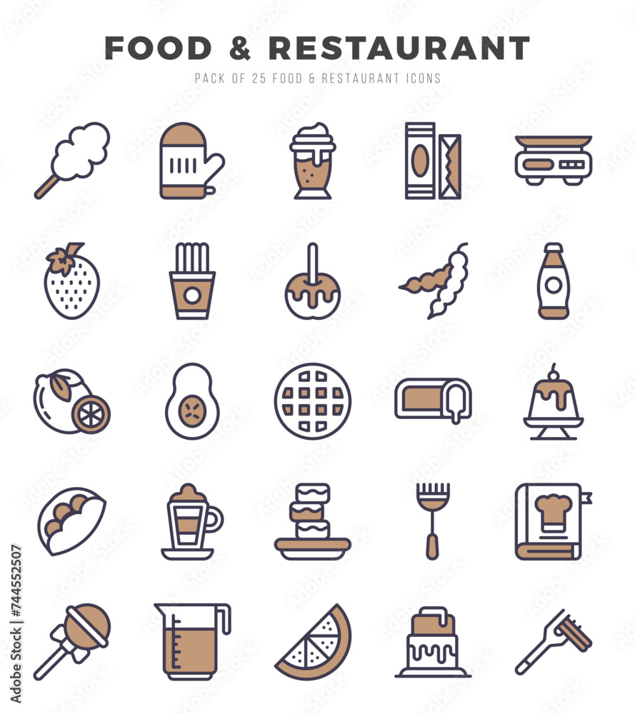 Food and Restaurant elements. Two Color web icon set. Simple vector illustration.