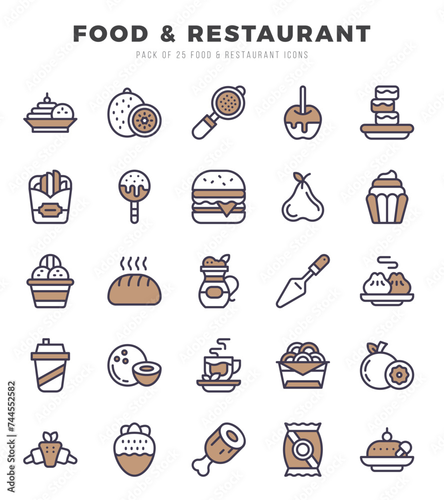 Set of Food and Restaurant Icons Two Color icons collection.