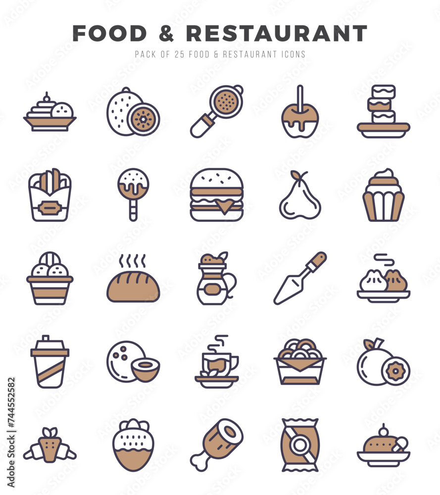 Set of Food and Restaurant Icons Two Color icons collection. Set of Food and Restaurant Icons Two Color icons collection.