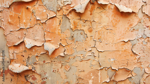 Old ragged wall with peeling paint.