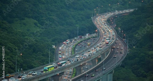 Overpass highway though the city in Linkou of Taiwan photo