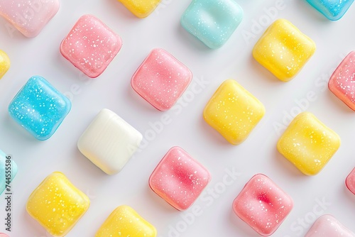 Colorful bubble gums on white background