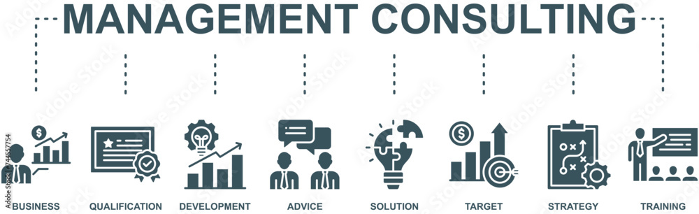 Management consulting banner web icon vector illustration concept with icon Management consulting banner web icon vector illustration concept with icon