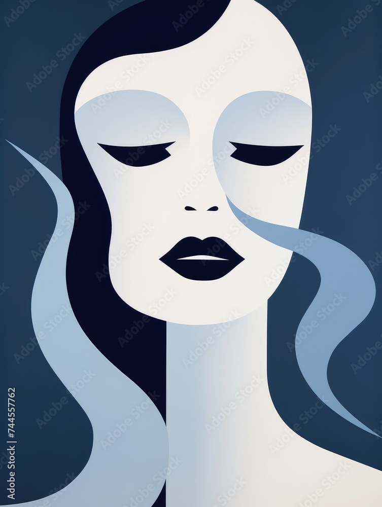 Woman With Closed Eyes. Printable Wall Art.