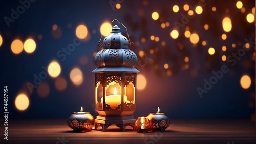 Muslim Holy Month Ramadan Kareem in night