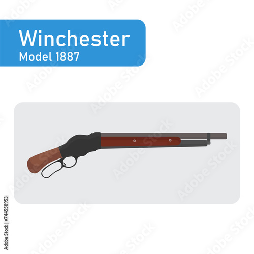 Winchester Model 1887. Lever-action shotgun. Mare's Leg. Flat vector illustration 