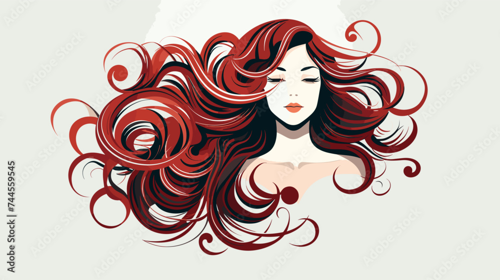 Stylistic vector art of a figure with exaggerated  flowing hair. simple Vector art
