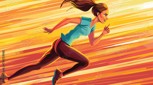 Illustration of a running woman cartoon vector