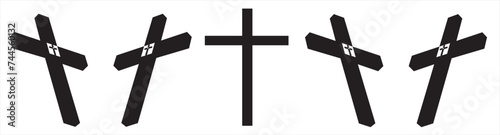Christian cross collection. Cross silhouette. Christian symbol. Cross set vector Illustrations on white background.