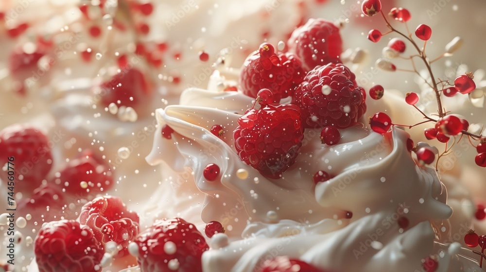 Yogurt and whipped cream and raspberry look delicious. Yogurt and whipped cream and raspberry look delicious.