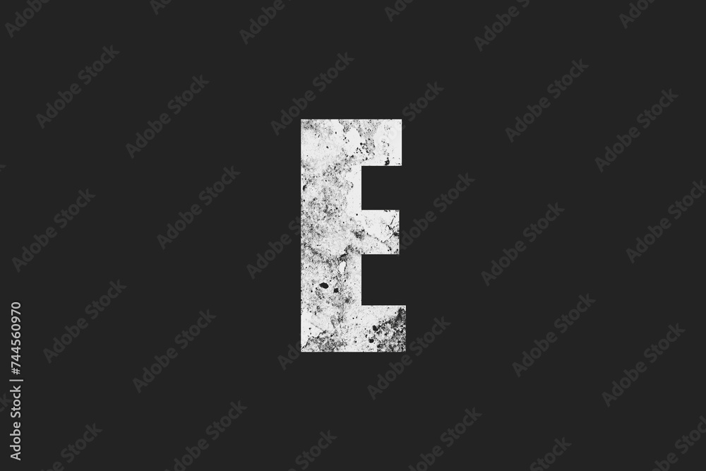 Fototapeta premium flat white grunge logo effect of letter E on dark background.