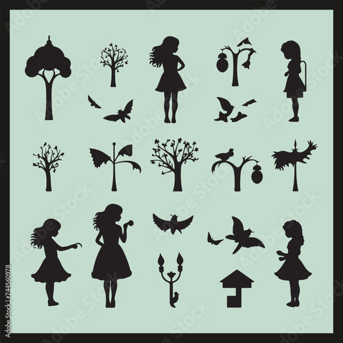 silhouettes of children