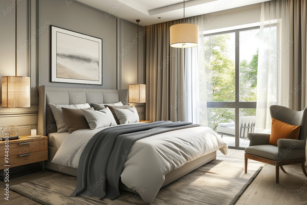 Fototapeta premium Stylish interior of modern bedroom