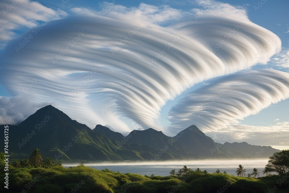 Kelvin-Helmholtz clouds resembling ocean waves