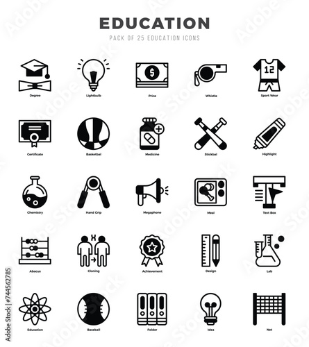 Set of Lineal Filled Education Icons. Lineal Filled art icon. Vector illustration