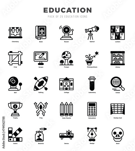 Set of Education icons. Vector Illustration.
