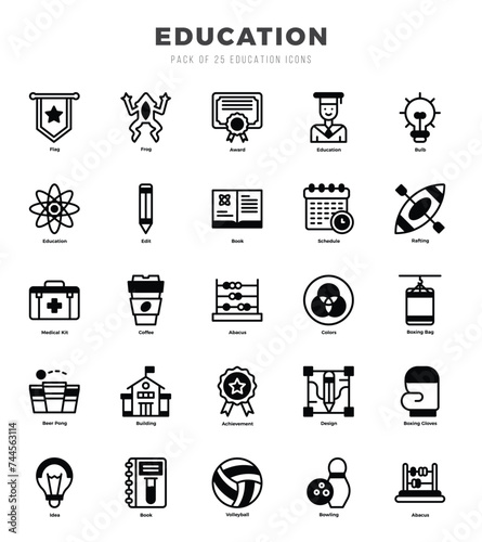 Education Icons bundle. Lineal Filled style Icons. Vector illustration. photo