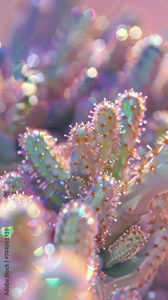 Luminous Resilience: Amidst the arid landscape, a holographic cactus radiates calm and fortitude. Luminous Resilience: Amidst the arid landscape, a holographic cactus radiates calm and fortitude.