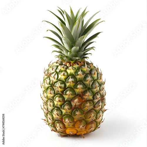 pineapple isolated on white background with shadow. Tropical fruit of pineapple isolated. Pineapple slices on white background for fruit salads and summer desserts photo