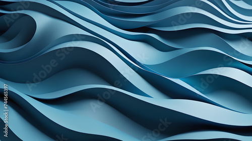Undulating background. Paper style blue abstract background and texture dor desigh. Abstract waves and shapes. photo