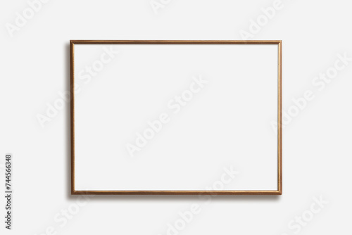 Thin horizontal vintage wooden frame on a white background