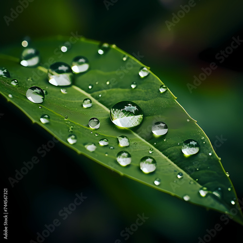 A close-up of a raindrop on a leaf 