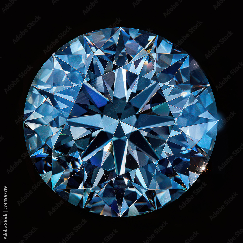 cut Blue Diamond gem of flawless quality on black background cut Blue Diamond gem of flawless quality on black background