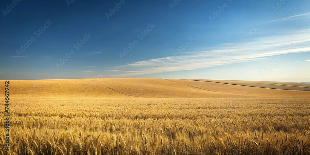 Golden Wheat Field Under Summer Sky