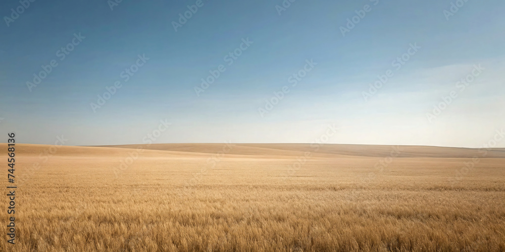 Obraz premium Golden Wheat Field under Blue Sky